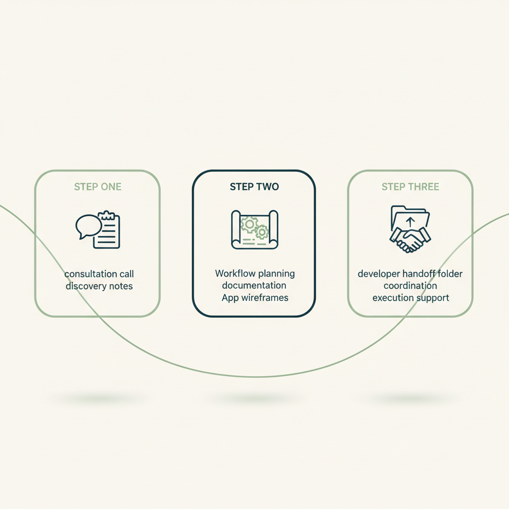 Three-step roadmap visual: consultation, planning, support